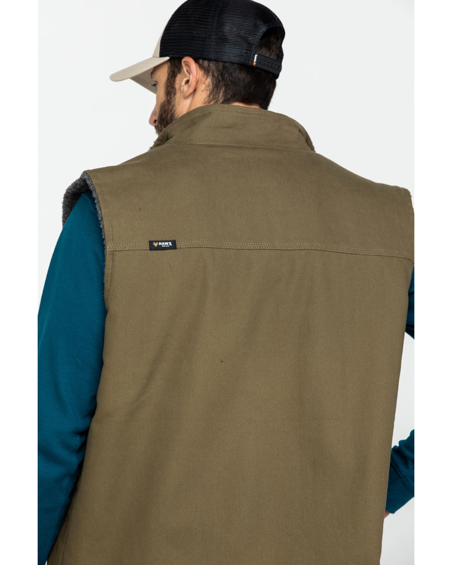 Hawx Men's Olive Canvas Sherpa Lined Work Vest - Image 3