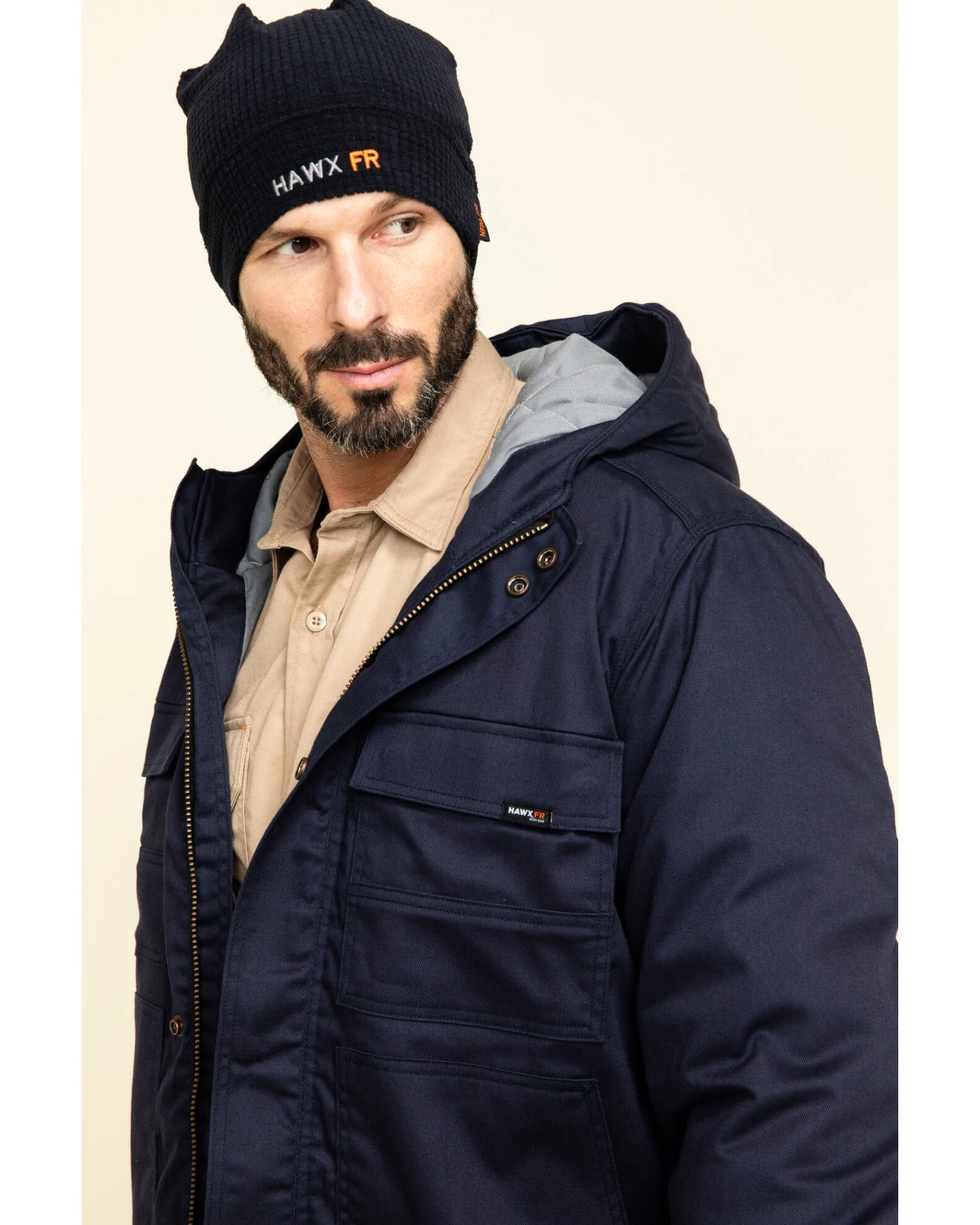 Hawx Men's FR Duck Hooded Storm-Flap Work Jacket - Big - Image 5