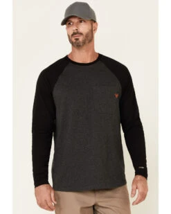 Hawx Men's Dark Gray Original Baseball Crew Long Sleeve Work T-ShirtÂ