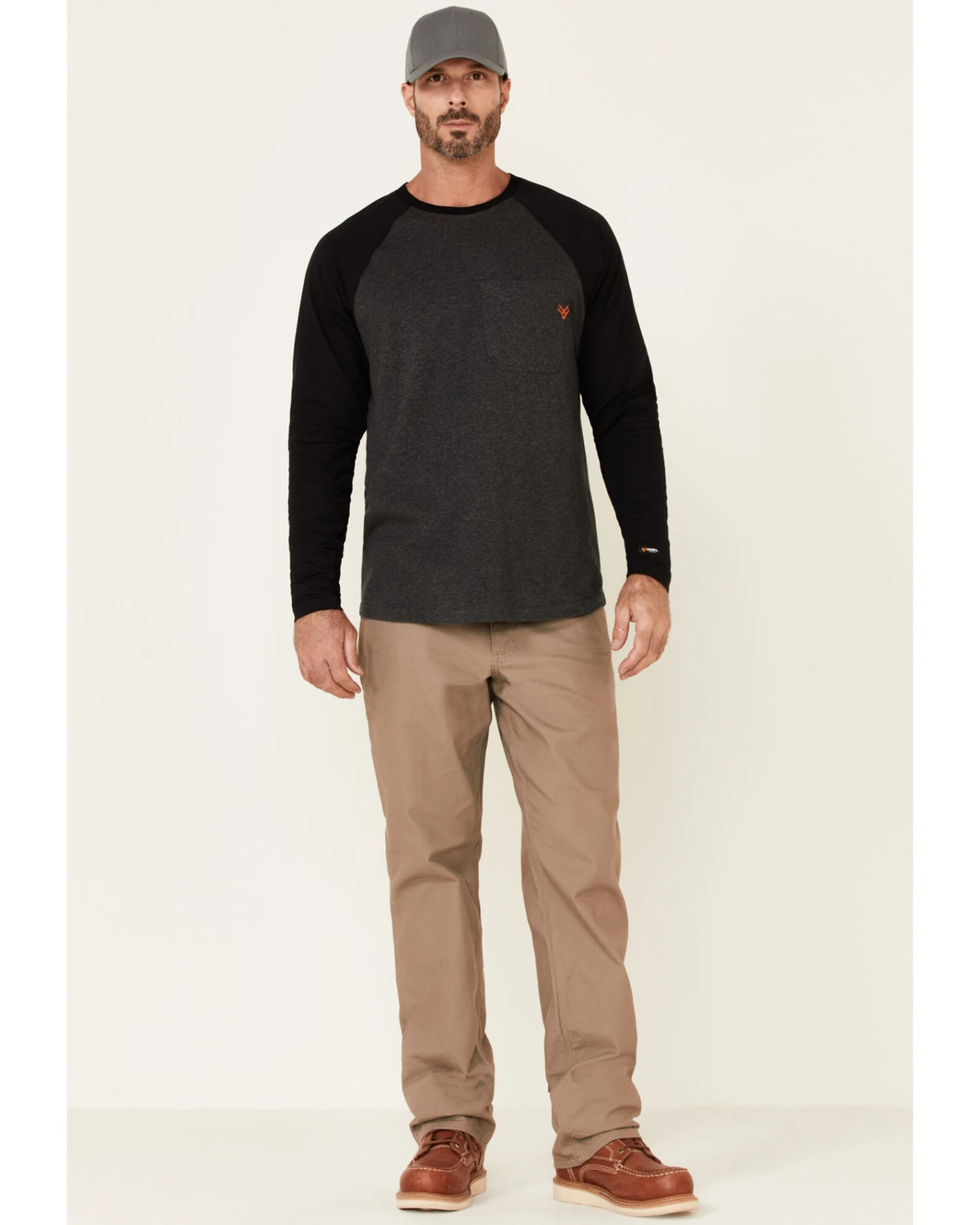 Hawx Men's Dark Gray Original Baseball Crew Long Sleeve Work T-Shirt - Image 2