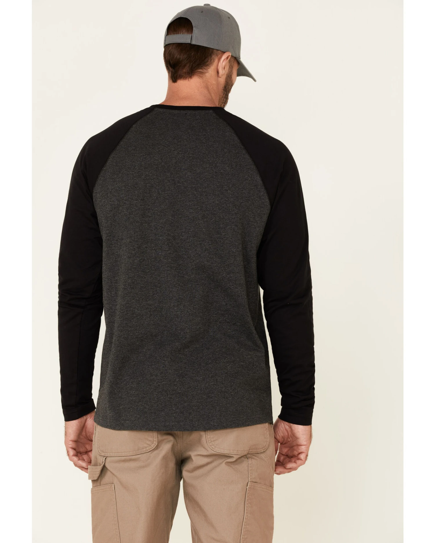 Hawx Men's Dark Gray Original Baseball Crew Long Sleeve Work T-Shirt - Image 4