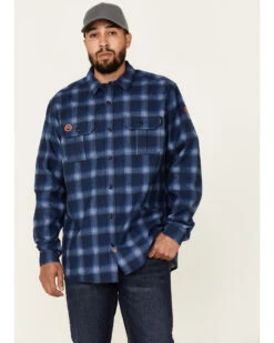 Hawx Men's FR Plaid Print Long Sleeve Button-Down Work Shirt