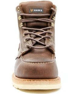 Hawx Men's Dark Brown USA Moc Wedge Work Boots - Steel Toe