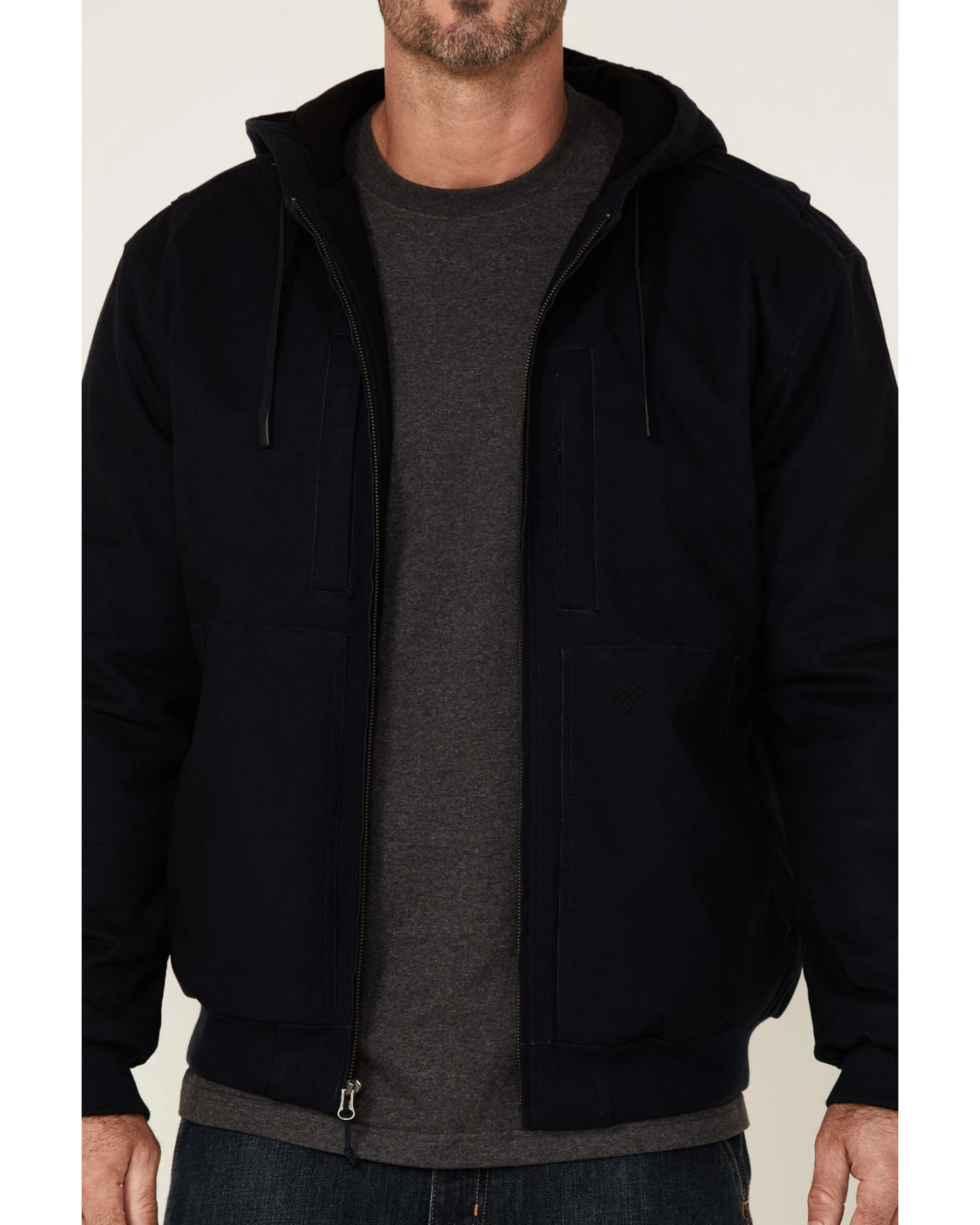 Hawx Men's Navy Pro Insulated Hooded Zip-Front Bomber Work Jacket - Image 2