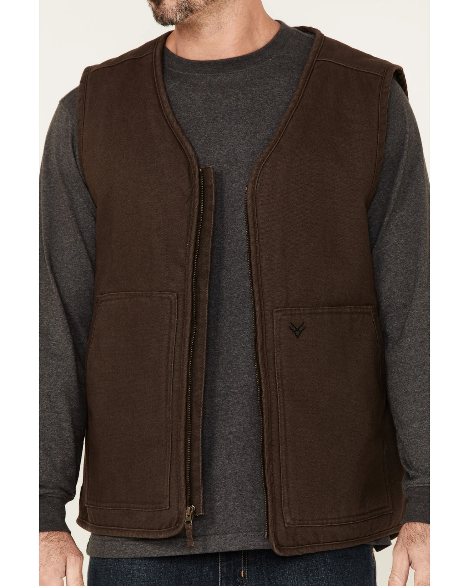 Hawx Men's Weathered Canvas Zip-Front Sherpa Lined Work Vest - Tall - Image 3