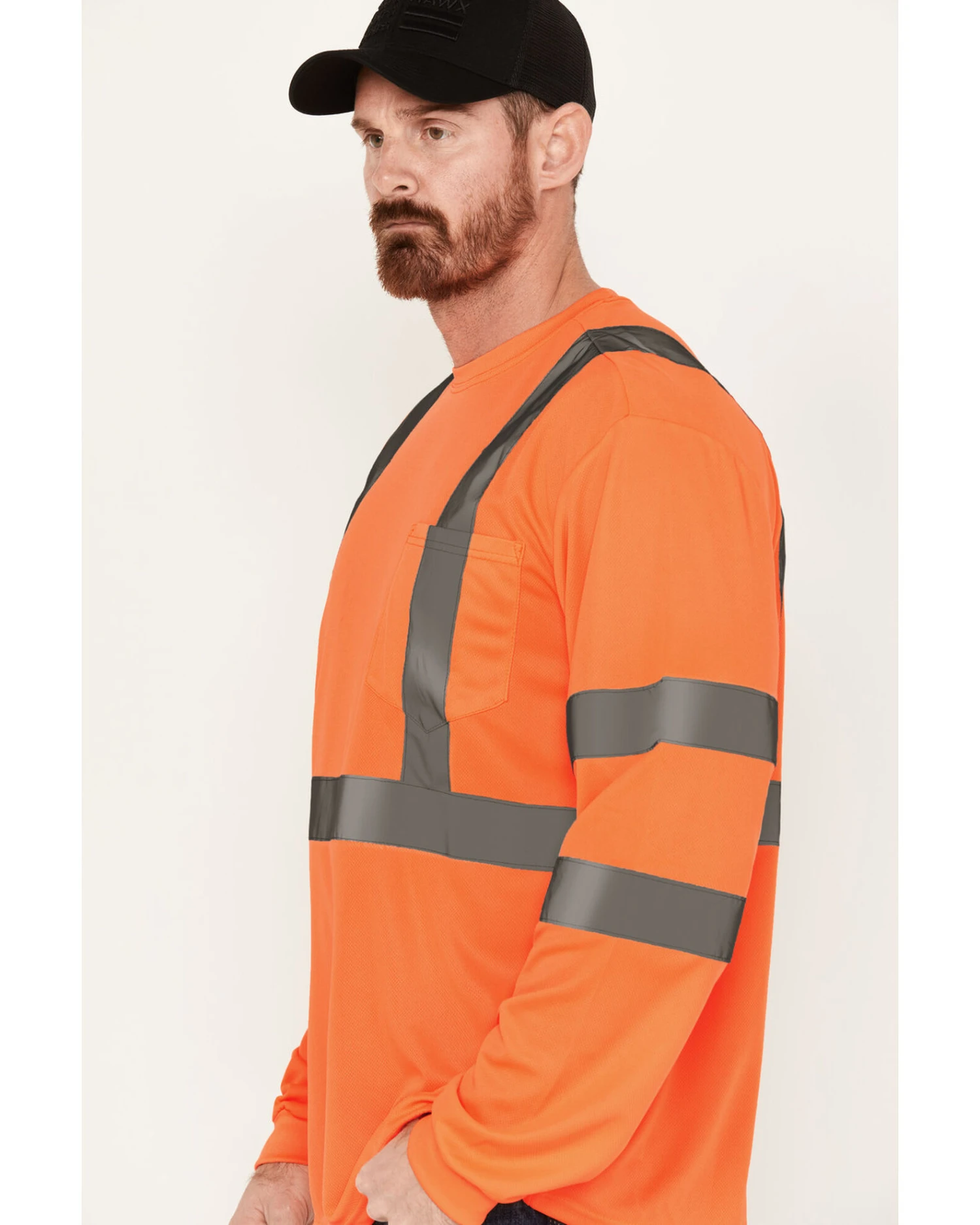 Hawx Men's Solid Enhanced Hi-Vis Long Sleeve Pocket Work T-Shirt - Big - Image 2