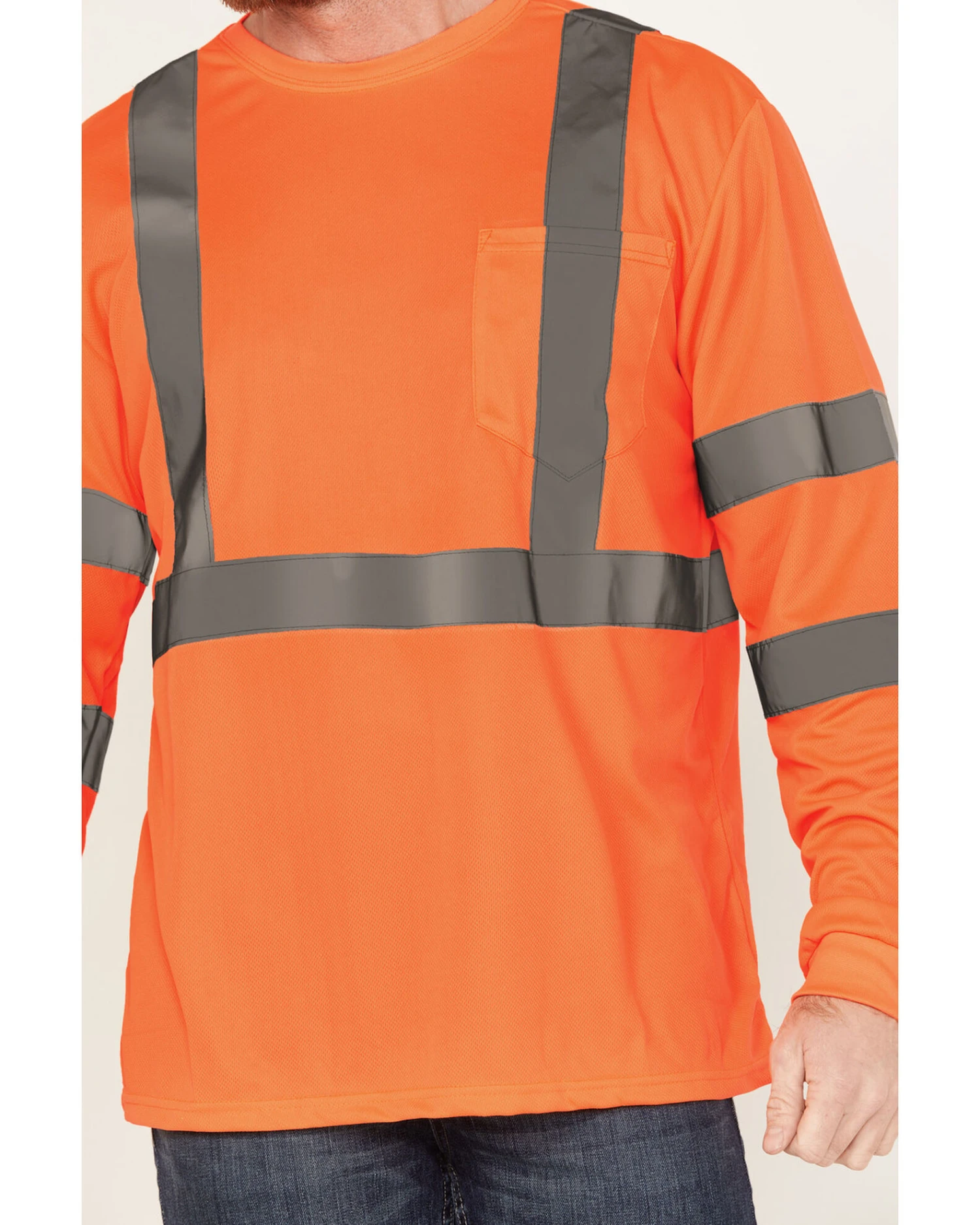 Hawx Men's Solid Enhanced Hi-Vis Long Sleeve Pocket Work T-Shirt - Big - Image 3