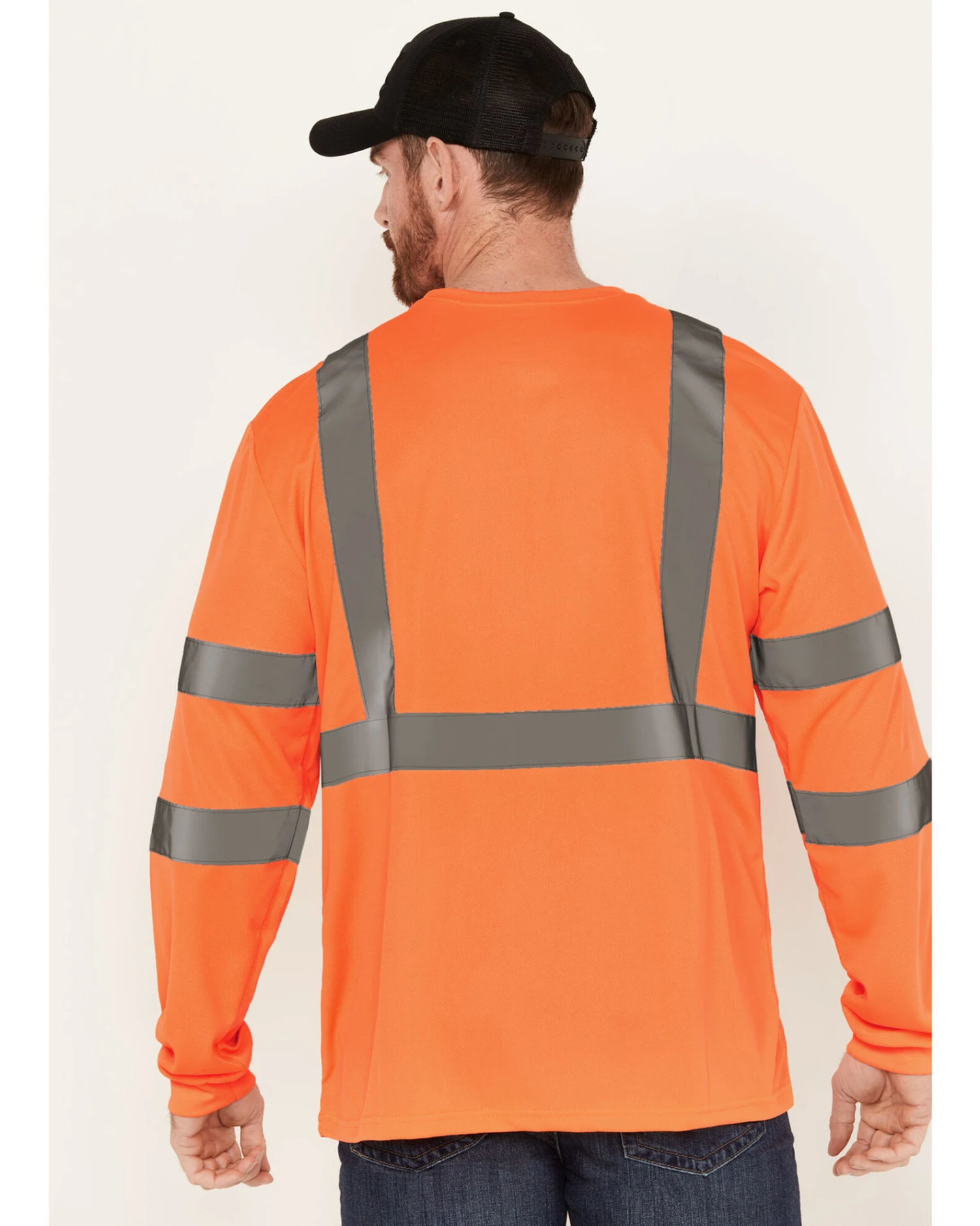 Hawx Men's Solid Enhanced Hi-Vis Long Sleeve Pocket Work T-Shirt - Big - Image 4